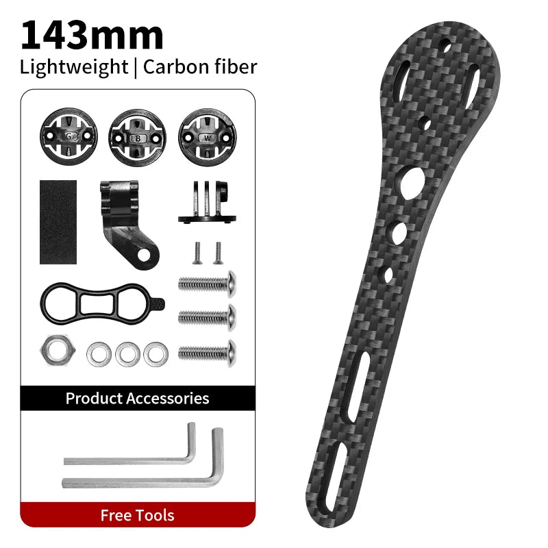 BUCKLOS Bicycle Computer Mount &ndash; Lightweight Carbon Fiber Design 143mm