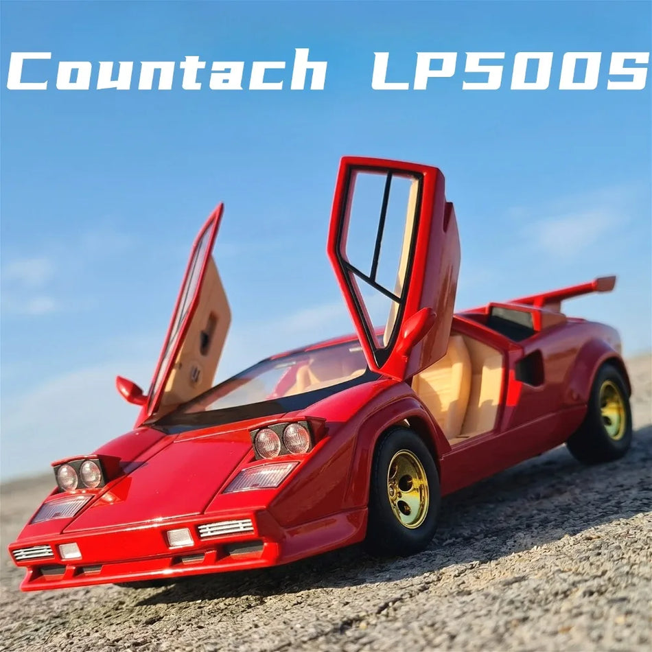 Modelo em Metal Diecast Countach LP500S Revuelto com Direção nas Rodas Dianteiras 1:24