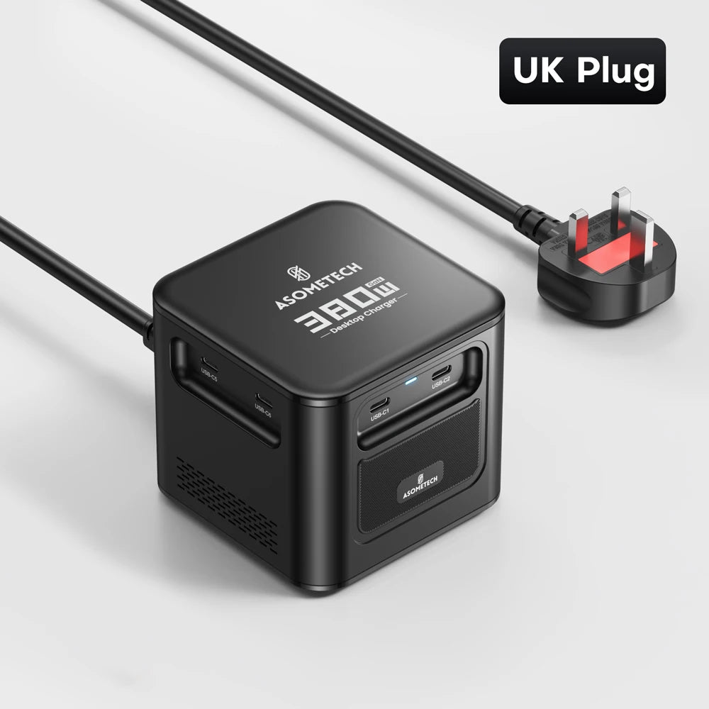 ASOMETECH 380W GaN Charger &ndash; Ultra-Fast Multi-Port Charging UK Plug