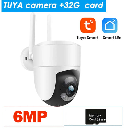 6MP Outdoor WiFi Security Camera Tuya Cam32G SD / US Plug