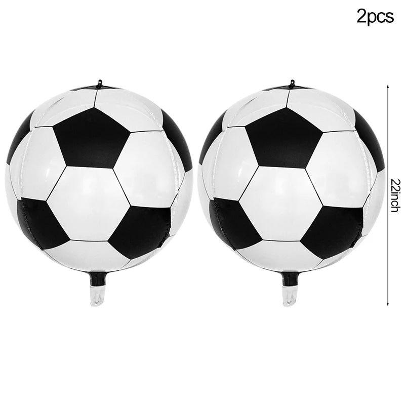 22 Inch 4D Soccer Ball Foil Balloons - Perfect for Kids' Sport Birthday Party Decorations 2pcs / 22inch