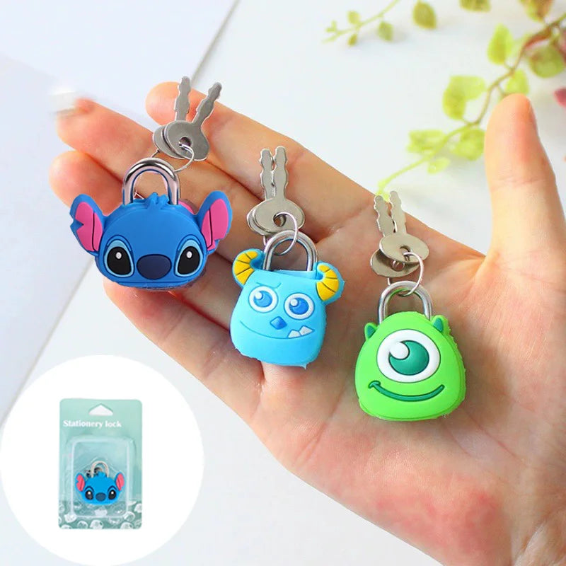 MINISO Cute Anime Disney Lilo & Stitch Small Schoolbag Lock Penders - Silicone & Metal Mini Padlock Gift - Cyprus