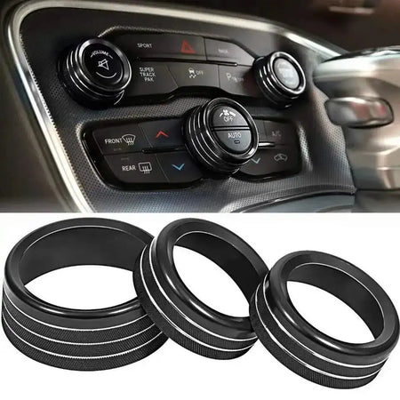 Dodge Challenger Radio Volume Knob Ring Cover Switch 3Pcs-Black
