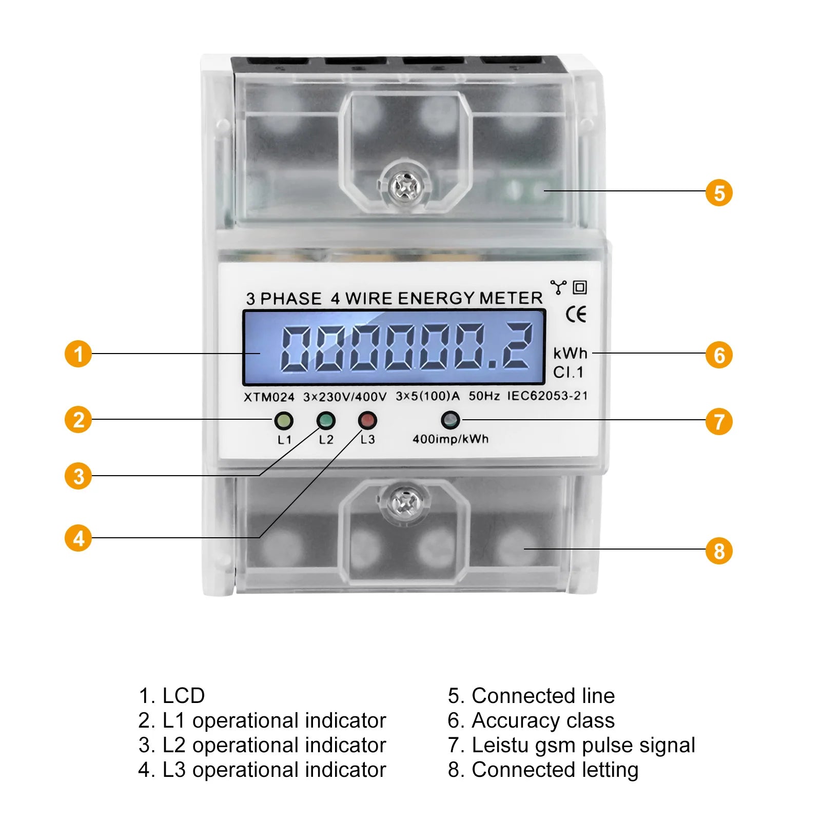 Contatore Elettrico Digitale 3 fasi 4 fili 230 400 V 5 100 A contatore-elettrico-digitale-3-fasi-4-fili-230-400-v-5-100-a