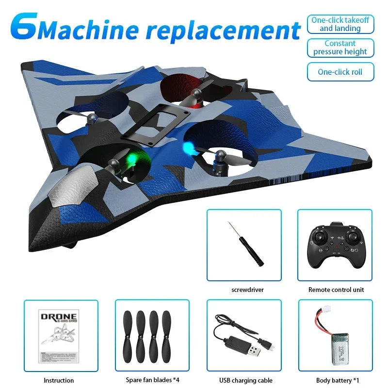 Glider Foam Plane 6Ch RC Jet - LED Lights For Night Flight Blue
