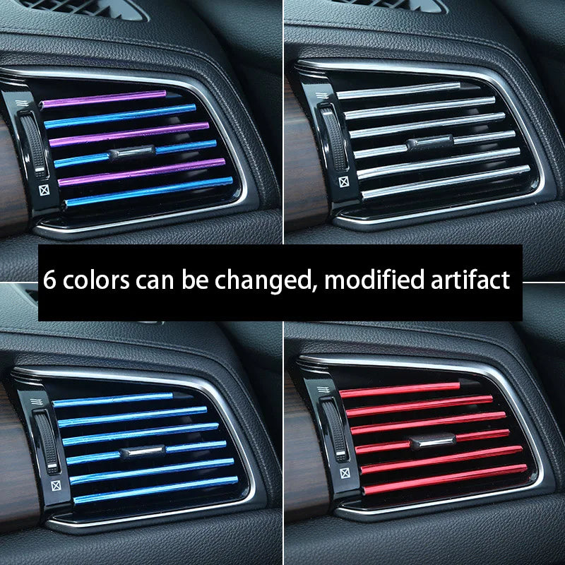 Car Air Outlet Trim Strips For Interior Grilles, 10 Pcs Universal PVC Mouldings