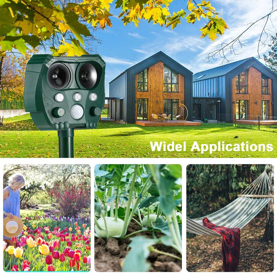 Solar Powered Animal Repeller &ndash; Ultrasonic Pest Deterrent