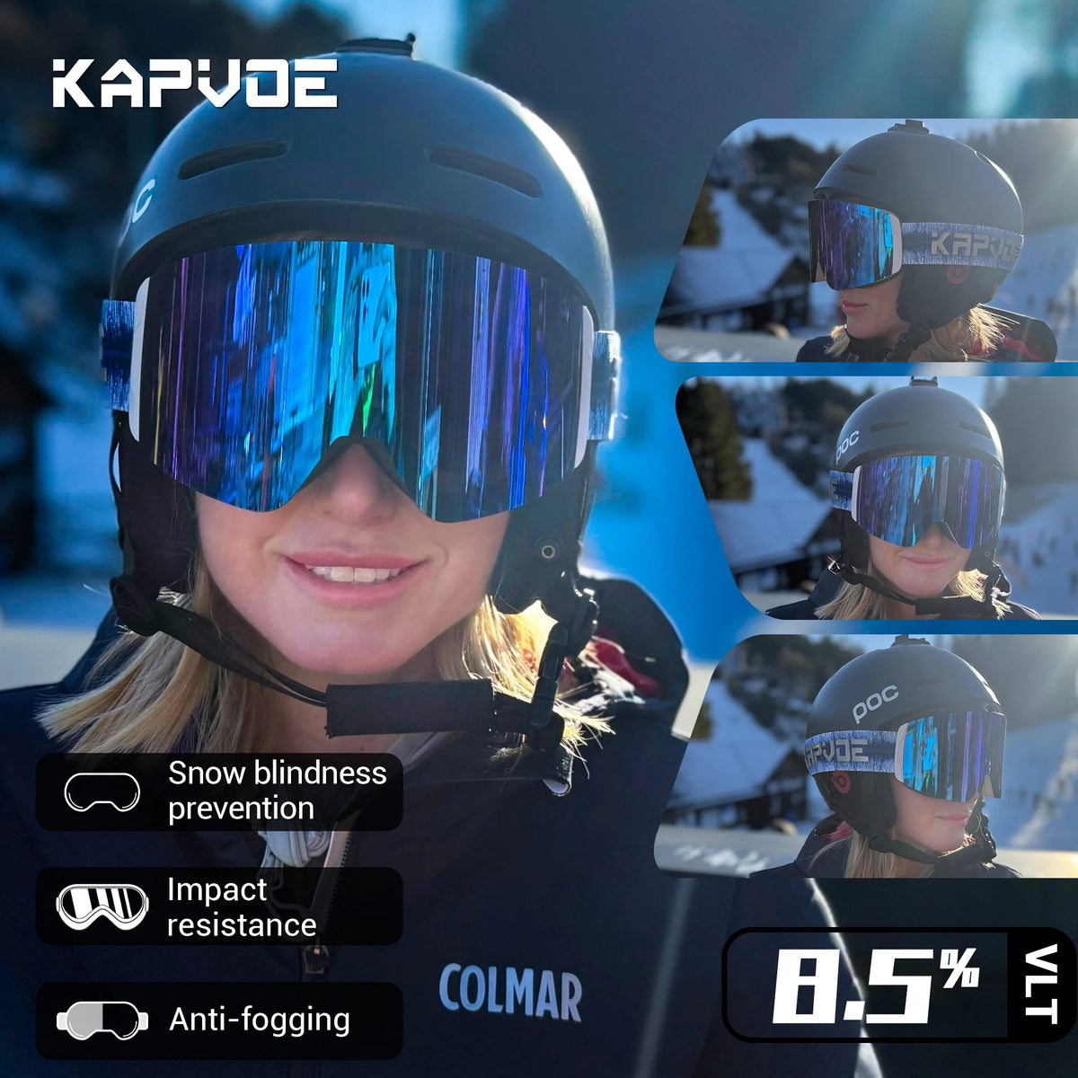 KAPVOE K718 Ski Goggles &ndash; Photochromic UV400 Anti-Fog Lenses