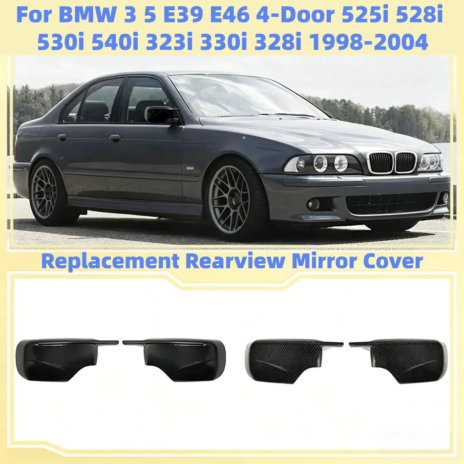 Glossy Black ABS Mirror Cover Caps For BMW E39 E46 328i 330i 525i 530i by InterCyprus Trading Ltd