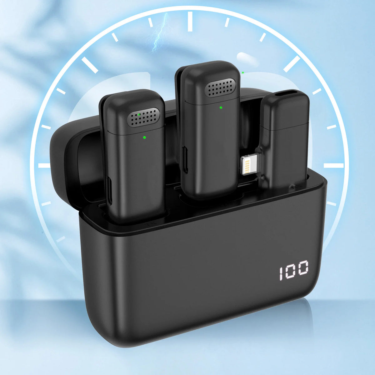 Wireless Lavalier Microphone with Charging Case for iPhone and Android