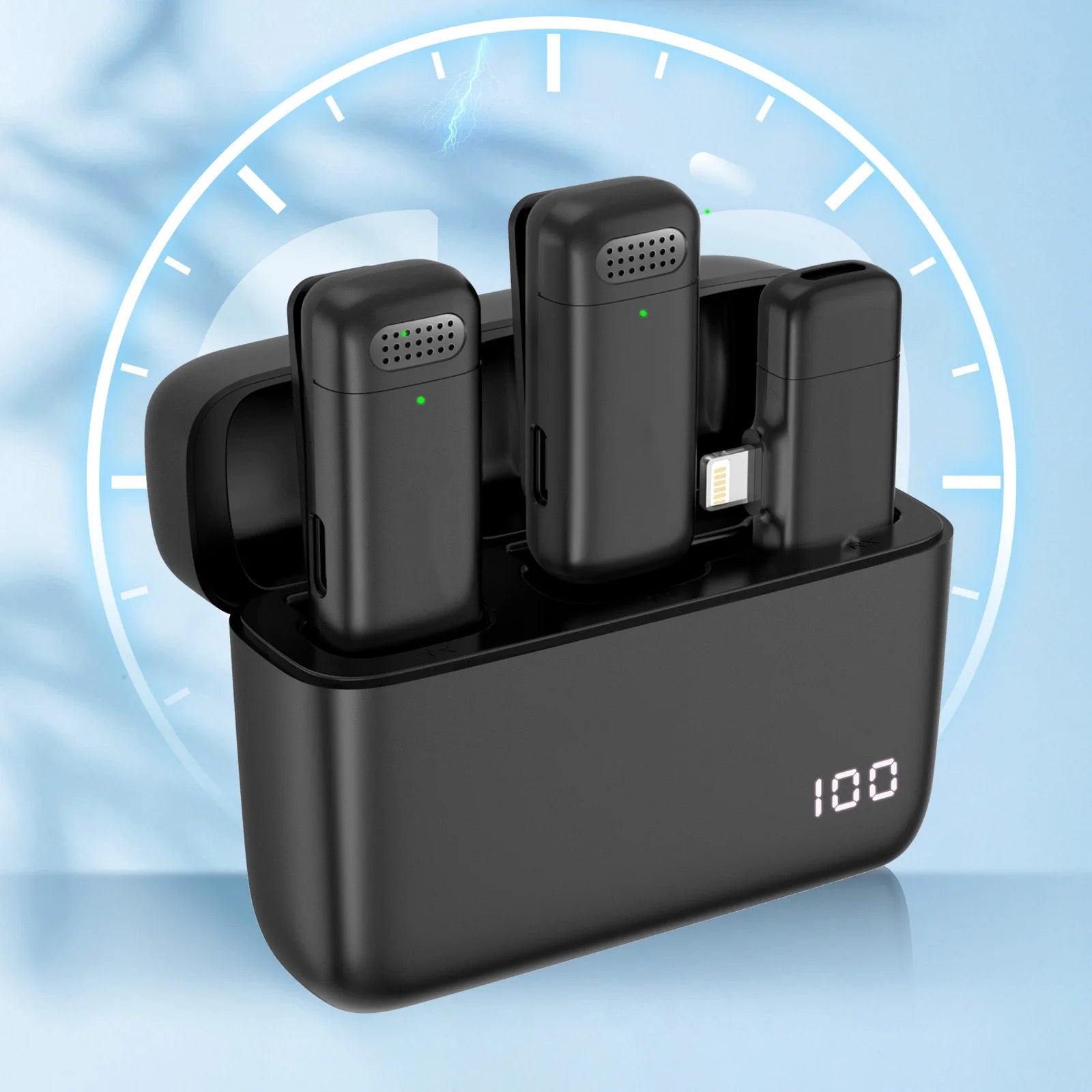 Wireless Lavalier Microphone with Charging Case for iPhone and Android