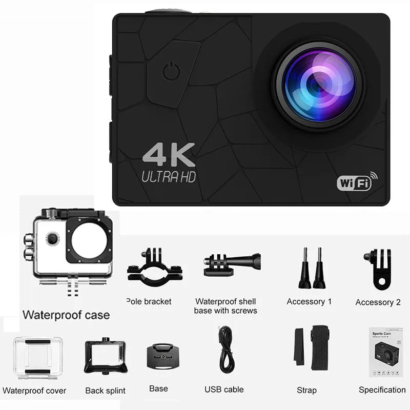 Sport Camera 1080p &ndash; Waterproof IP68 Action Cam with Remote Control cam (only)