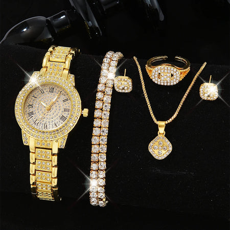 Elegant Gold Quartz Watch for Women with Diamond Accents Gold D
