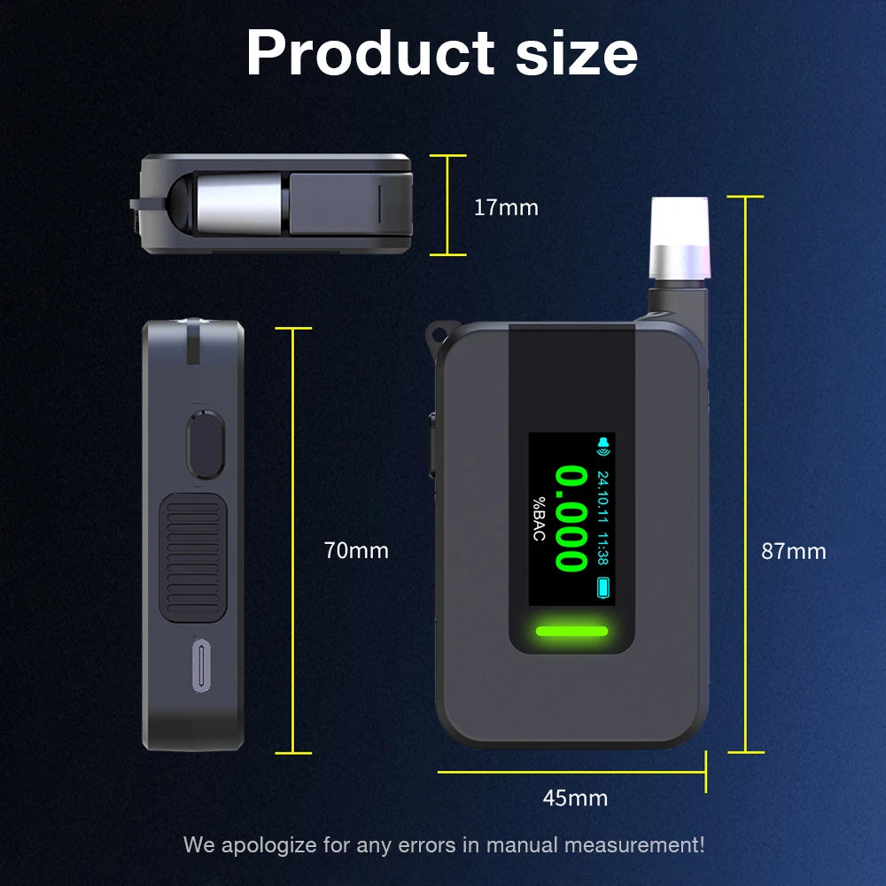 D1000 Digital Breath Tester &ndash; LCD Display USB Rechargeable