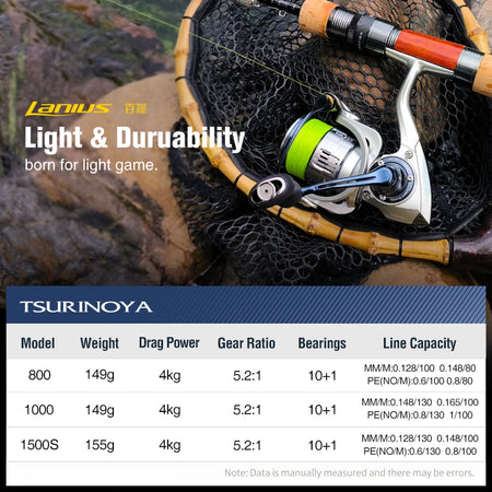TSURINOYA Ultralight Carbon Spinning Fishing Reel LANIUS - Lightweight Precision for Serious Anglers