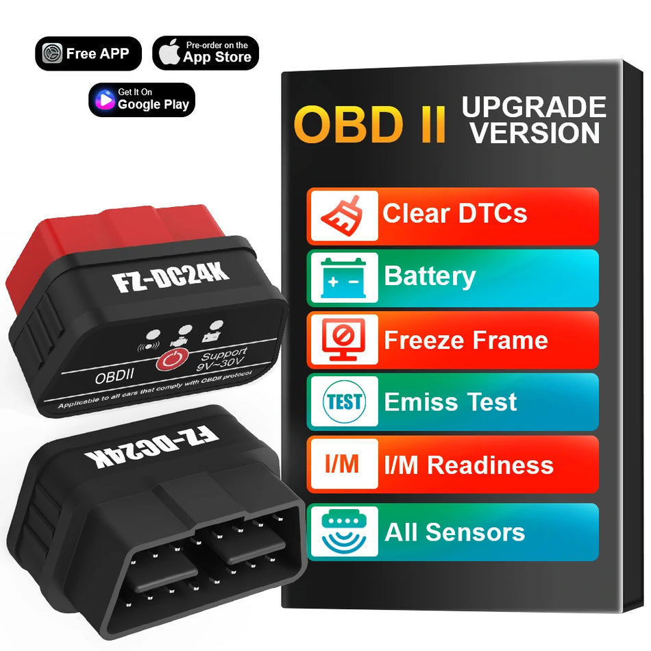 ELM327 „Bluetooth“ OBD2 skaitytuvas automobiliams, nuskaitykite ir ištrinkite gedimų kodus