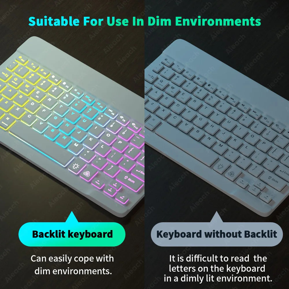 Rainbow Backlit Tablet Keyboard For Android iOS &ndash; Bluetooth
