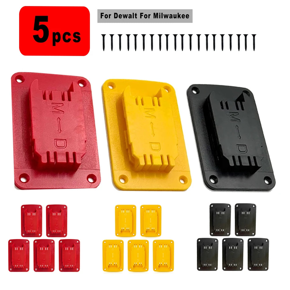 Suporte de Ferramentas de Montagem na Parede de 5 Peças Para Baterias Dewalt e Milwaukee 20V