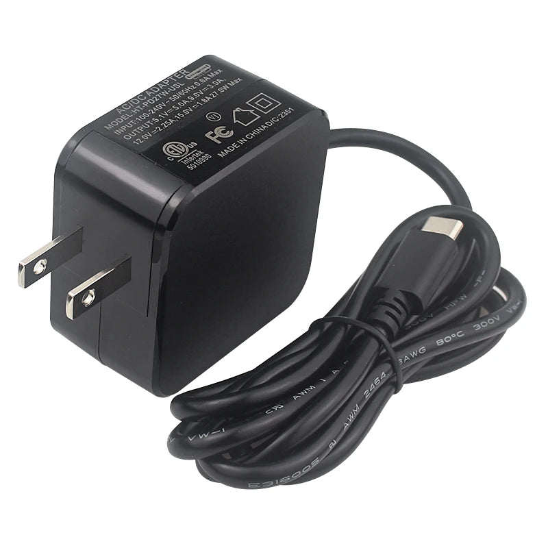 Raspberry Pi 5 Power Supply &ndash; 27W USB Type-C Adapter with Global Plug Compatibility US