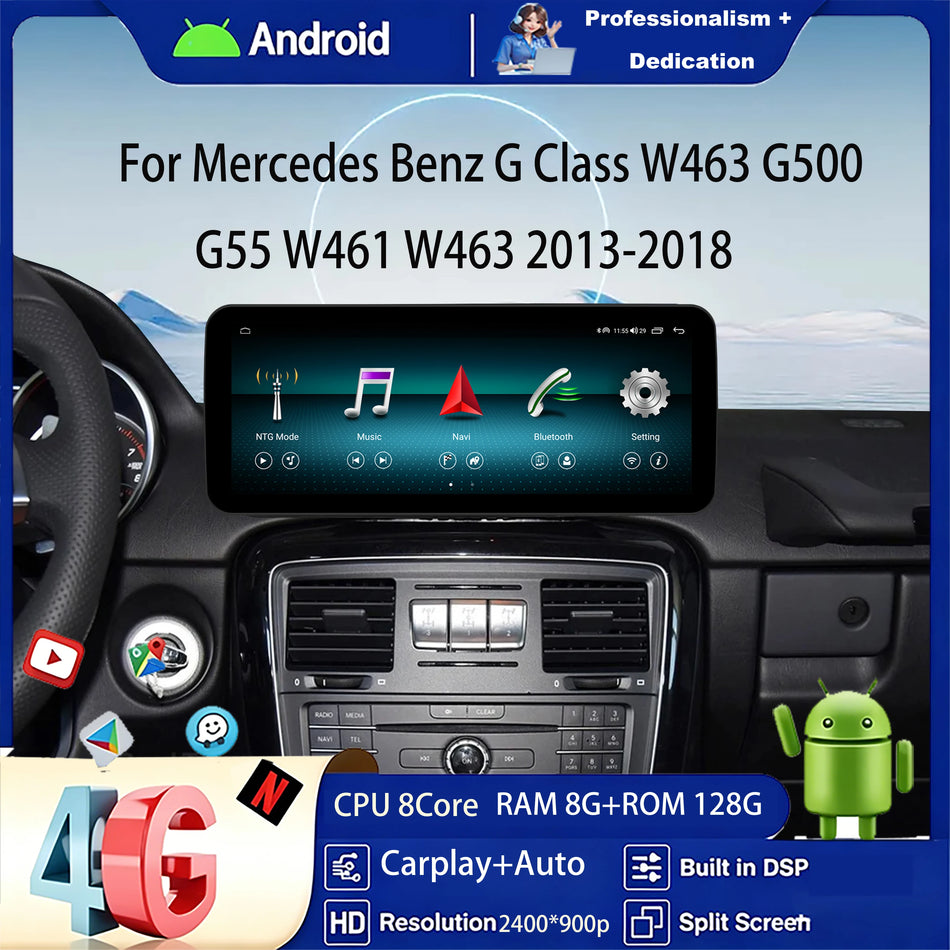 12,3-calowy odtwarzacz GPS Android z ekranem i CarPlay do Mercedesa G Klasy W463