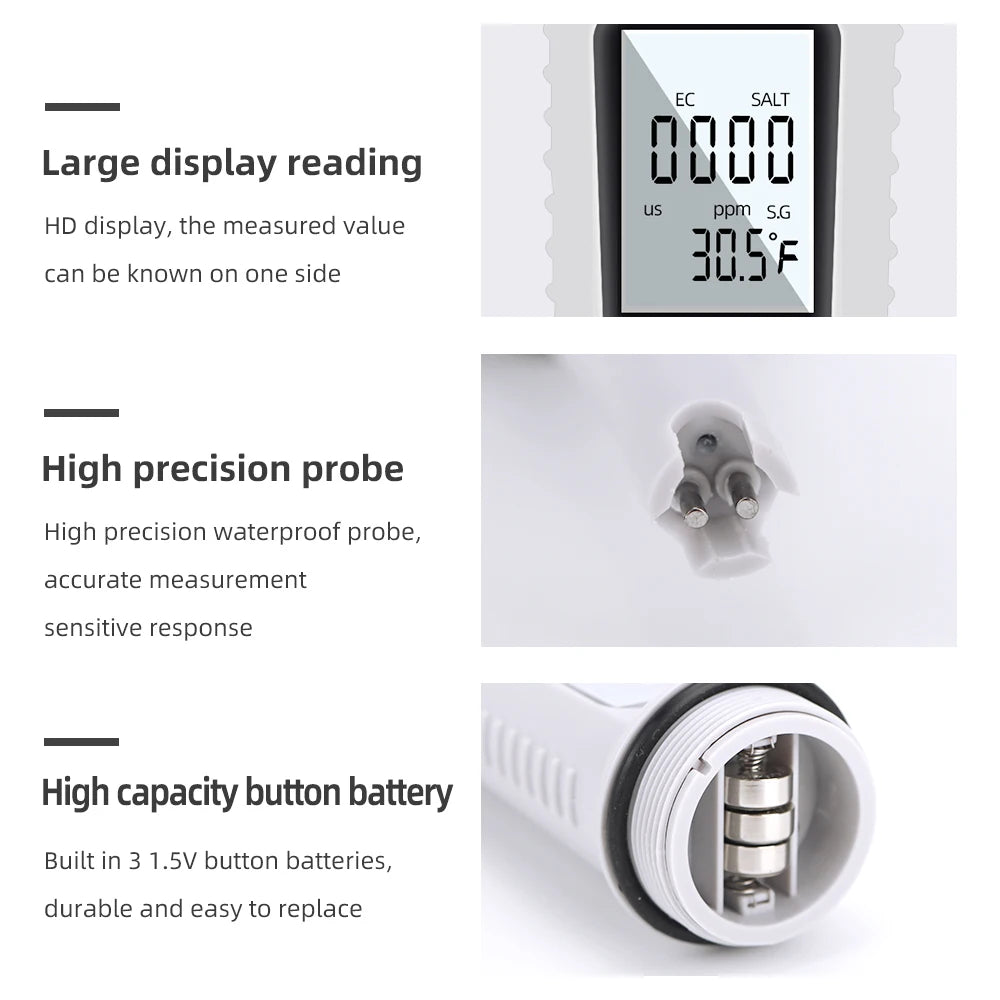 SALT-785 4 In 1 TDS Meter &ndash; Water Quality Tester For Pools