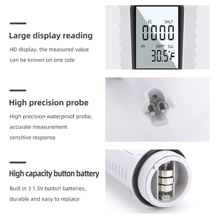 SALT-785 4 In 1 TDS Meter &ndash; Water Quality Tester For Pools