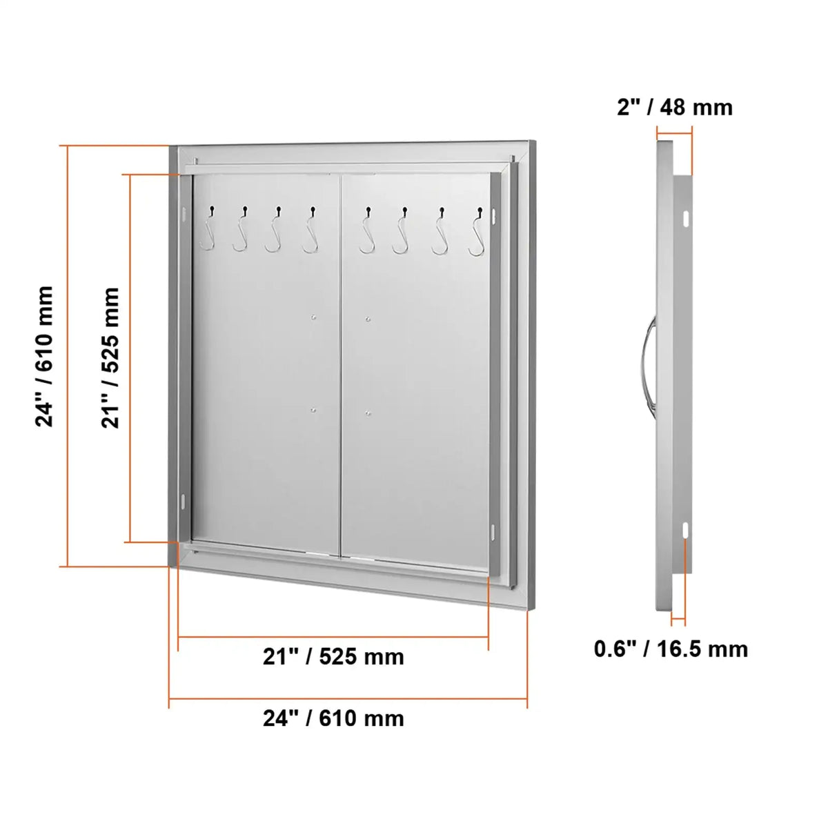 Stainless Steel Flush BBQ Door For Outdoor Kitchen 24 x 24 in Sliver / france