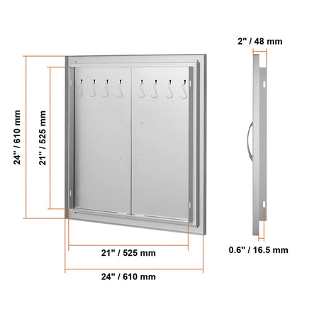 Stainless Steel Flush BBQ Door For Outdoor Kitchen 24 x 24 in Sliver / france