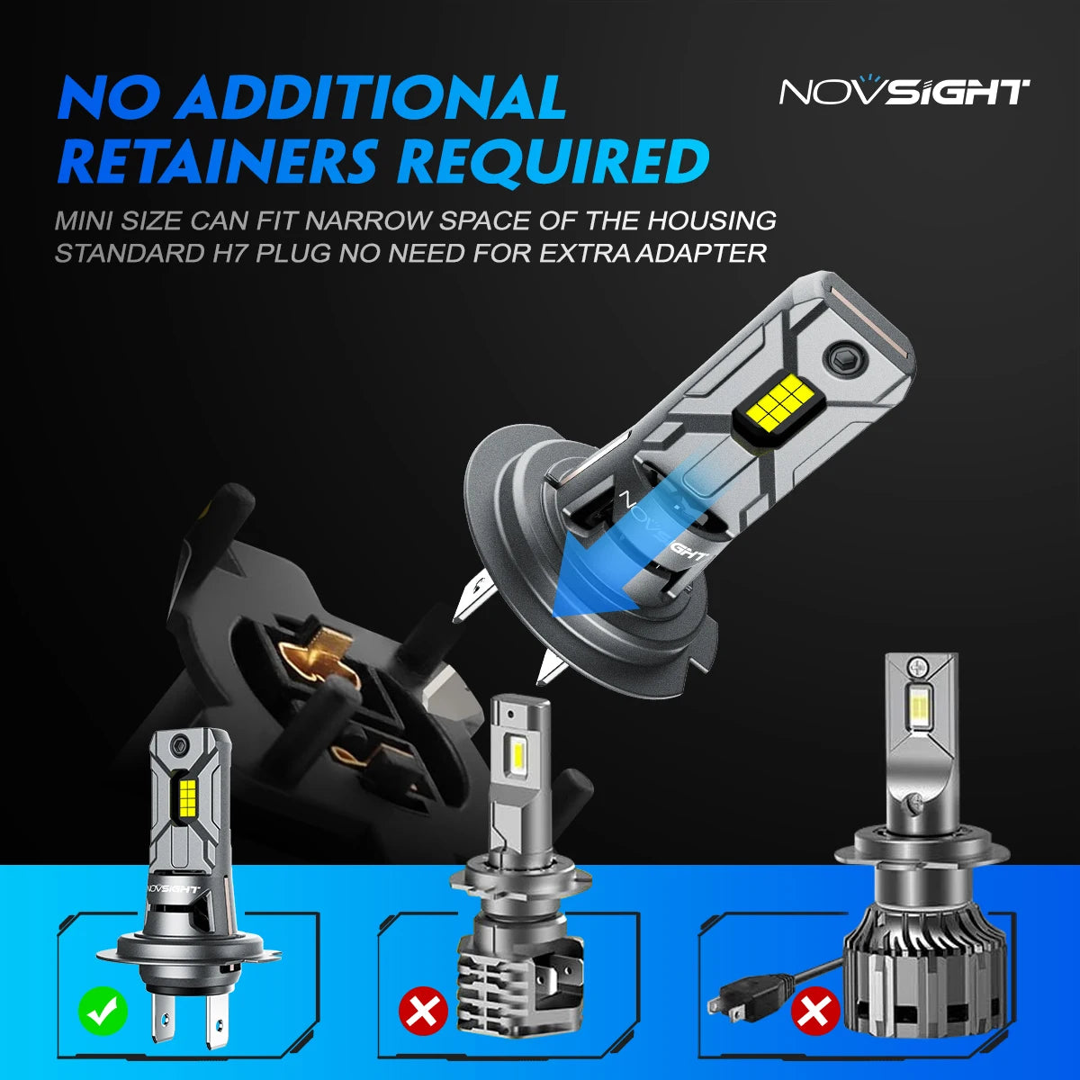 NOVSIGHT Headlight H7 Mini LED 60W 12000LM &ndash; Ultra Bright