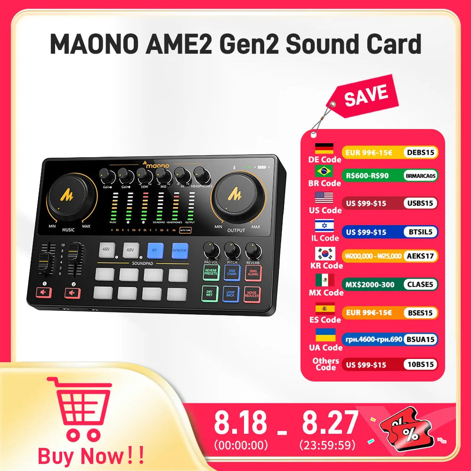 MaonoCaster AME2 Gen2 Audio Interface Mixer - Dual XLR Input