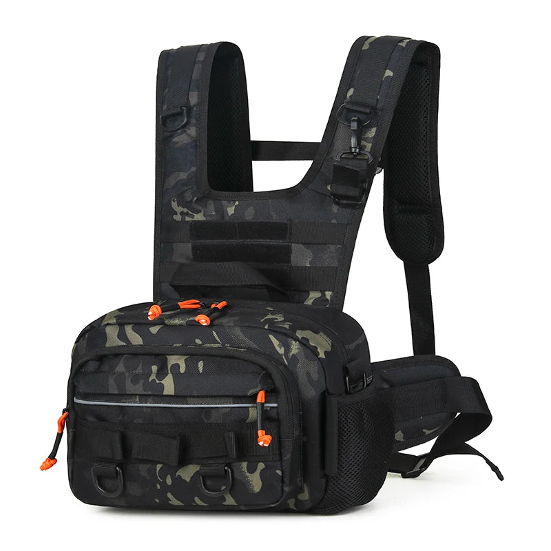 Tactical Chest Bag Molle Vest Front Pouch &ndash; Rugged Utility BK CP