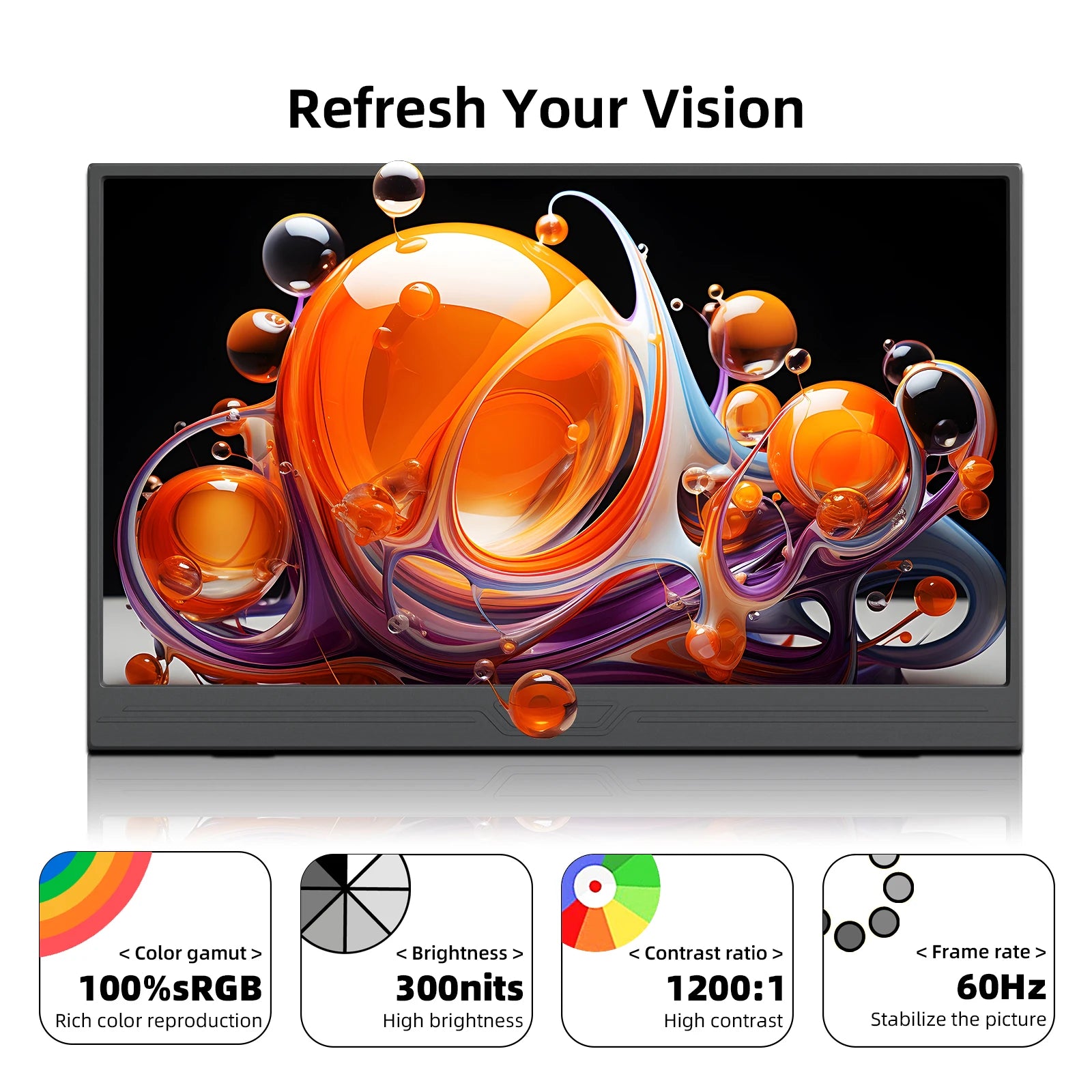 ZSUS 13-inch 4K Portable Monitor - 3840x2160 UHD Display, 60Hz Refresh Rate, HDR10, Built-in Speakers, Mini HDMI &amp; Type-C, Compatible with Laptop/PC/Console