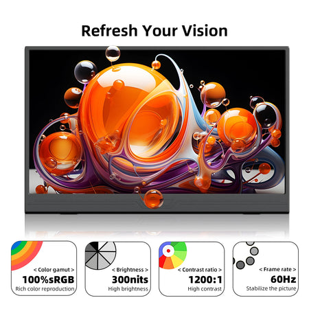 ZSUS 13-inch 4K Portable Monitor - 3840x2160 UHD Display, 60Hz Refresh Rate, HDR10, Built-in Speakers, Mini HDMI &amp; Type-C, Compatible with Laptop/PC/Console