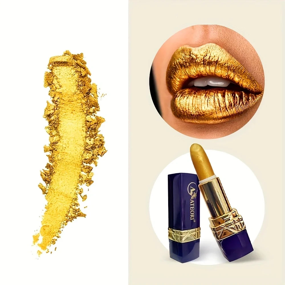 Luxurious Gold Bar Lipstick - Waterproof Long-Lasting Matte