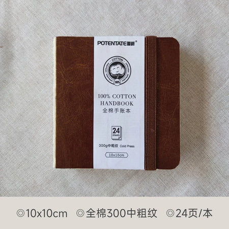 POTENTATE Linen-Bound Hardcover Artists Paper Pads &ndash; Smooth 10x10cm Brown