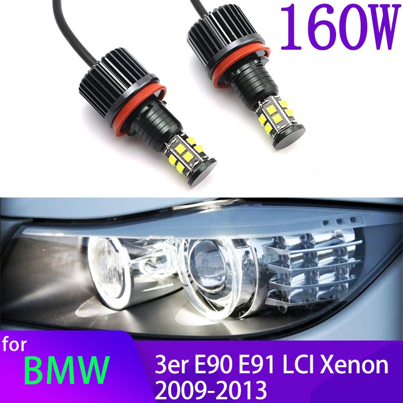 Anneaux lumineux LED blancs 6000K pour BMW Série 3 E90 E91 LCI
