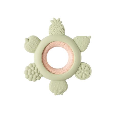 Silicone Animal Teether Ring for Babies Green