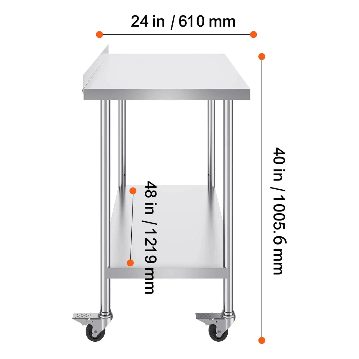 Stainless Steel Work Table With Casters Heavy Duty 24x60 24 x 48 in / spain