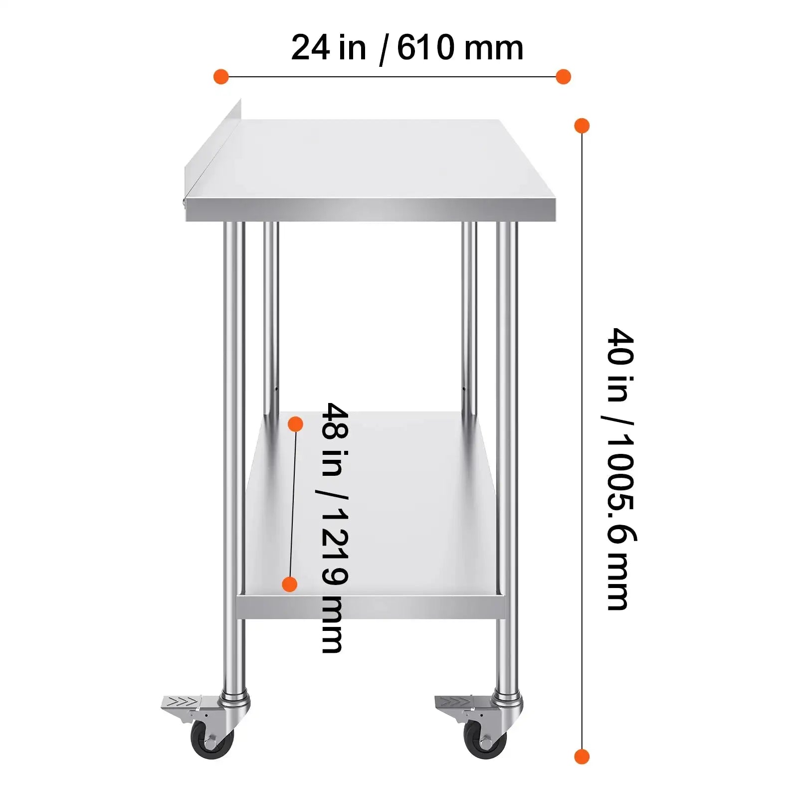 Stainless Steel Work Table With Casters Heavy Duty 24x60 24 x 48 in / spain