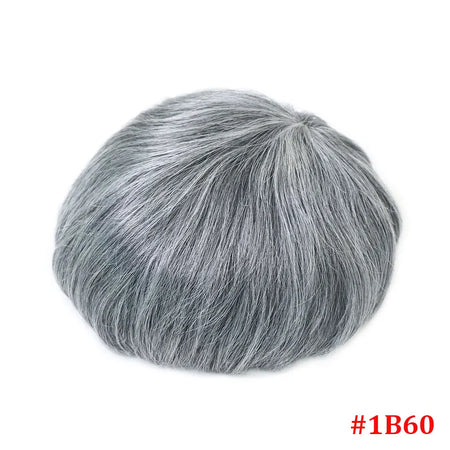 Bfirehair 0.08-0.10MM Full Skin PU Men&rsquo;s Toupee with V Loop Remy Hair 1B60 / 6 inches / CN|8x10|free
