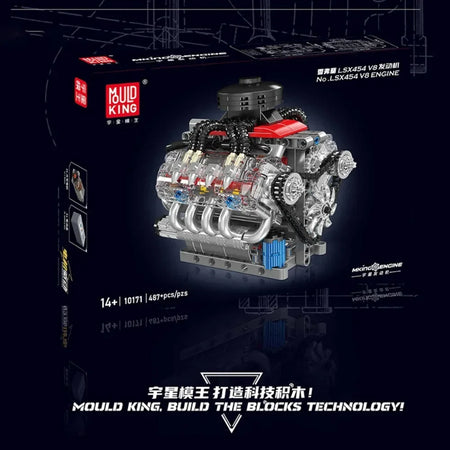 Mould King 10171 LSX454 V8 Engine Model Building Kit - Motorized &amp; Electric Drive