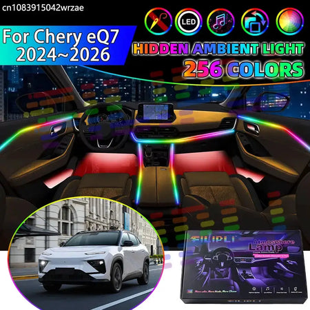 For Chery eQ7 2024 2025 2026 Tiggo 6 Aiqar RGB Car Interior Ambient Lights Strips Breathing Lighting Kit App Control LED strips by InterCyprus Trading Ltd
