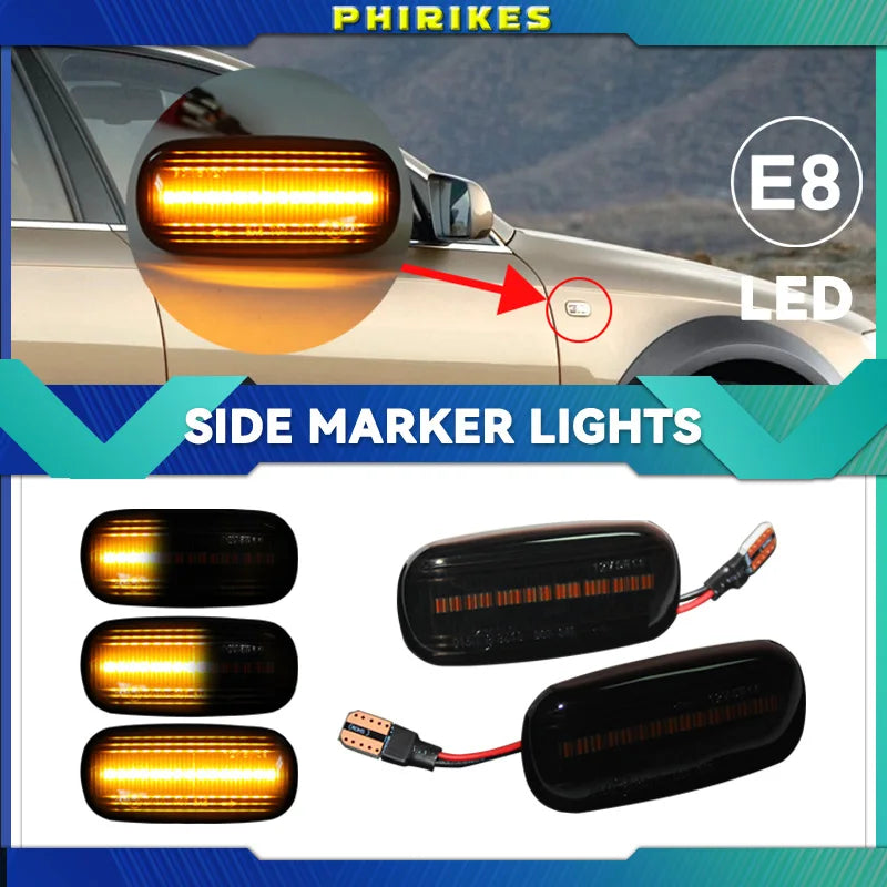 Priekinis LED sparno šoninis žymeklio žibintas Audi A3 8P S3 2004-2008 ir A4 RS4 2002-2005 12V