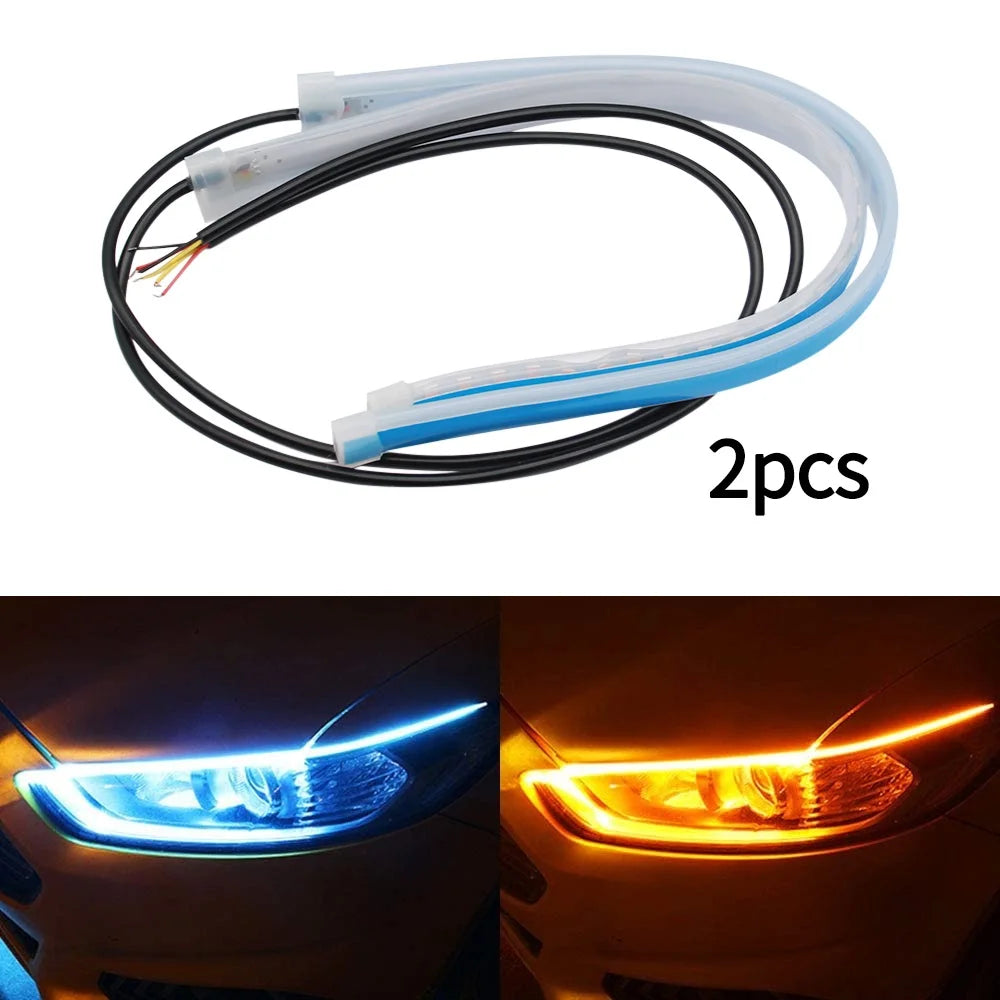 2Pcs 12V LED DRL Light Strip &ndash; Waterproof And Flexible ice blue to yellow / 2 piece / 30CM