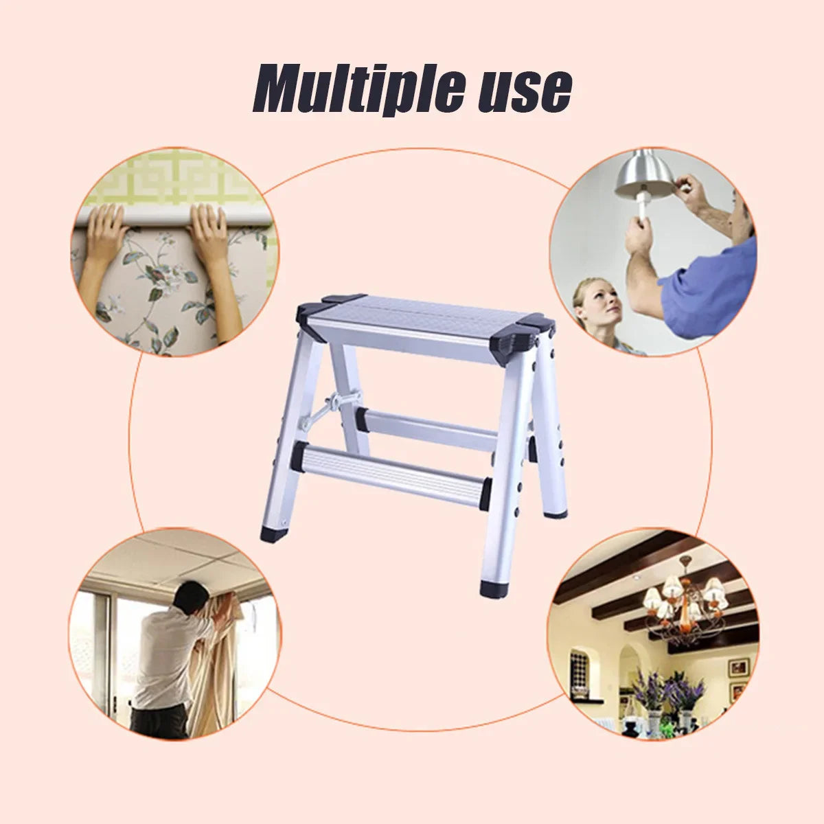 Aluminium Platform 2-Step Folding Ladder - Anti Slip Safety