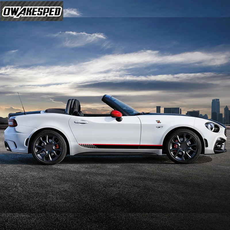 Fiat 124 Spider Car Door Side Skirt Stickers - 2pcs Racing Sport Vinyl Decals &amp; Auto Body DIY Accessories - Glossy Black, Matte Black, Silver, White, Gold