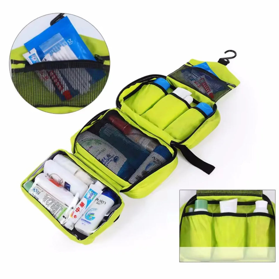 Trousse de toilette suspendue imperméable pour le voyage, grand organisateur de cosmétiques en polyester