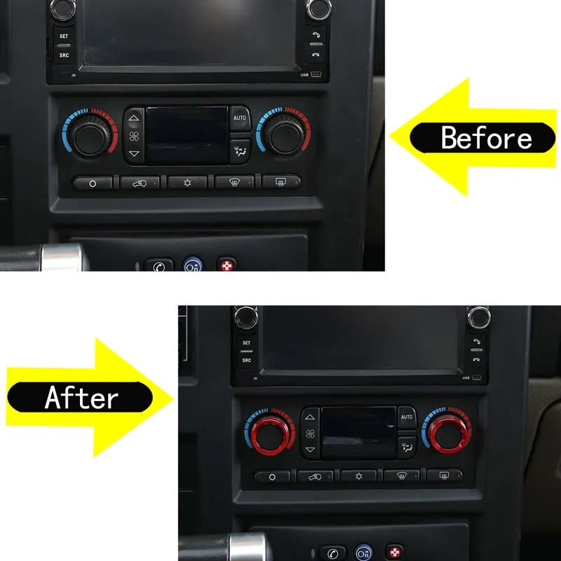 Hummer H2 2003 a 2007 Anello Copri Manopola Interruttore in Alluminio Rosso