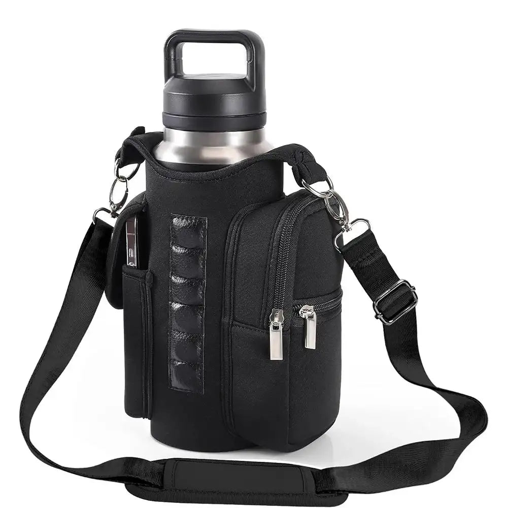 Magnetic Gym Bag Crossbody Water Bottle Pouch Phone Holder Black