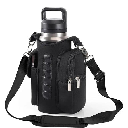Magnetic Gym Bag Crossbody Water Bottle Pouch Phone Holder Black